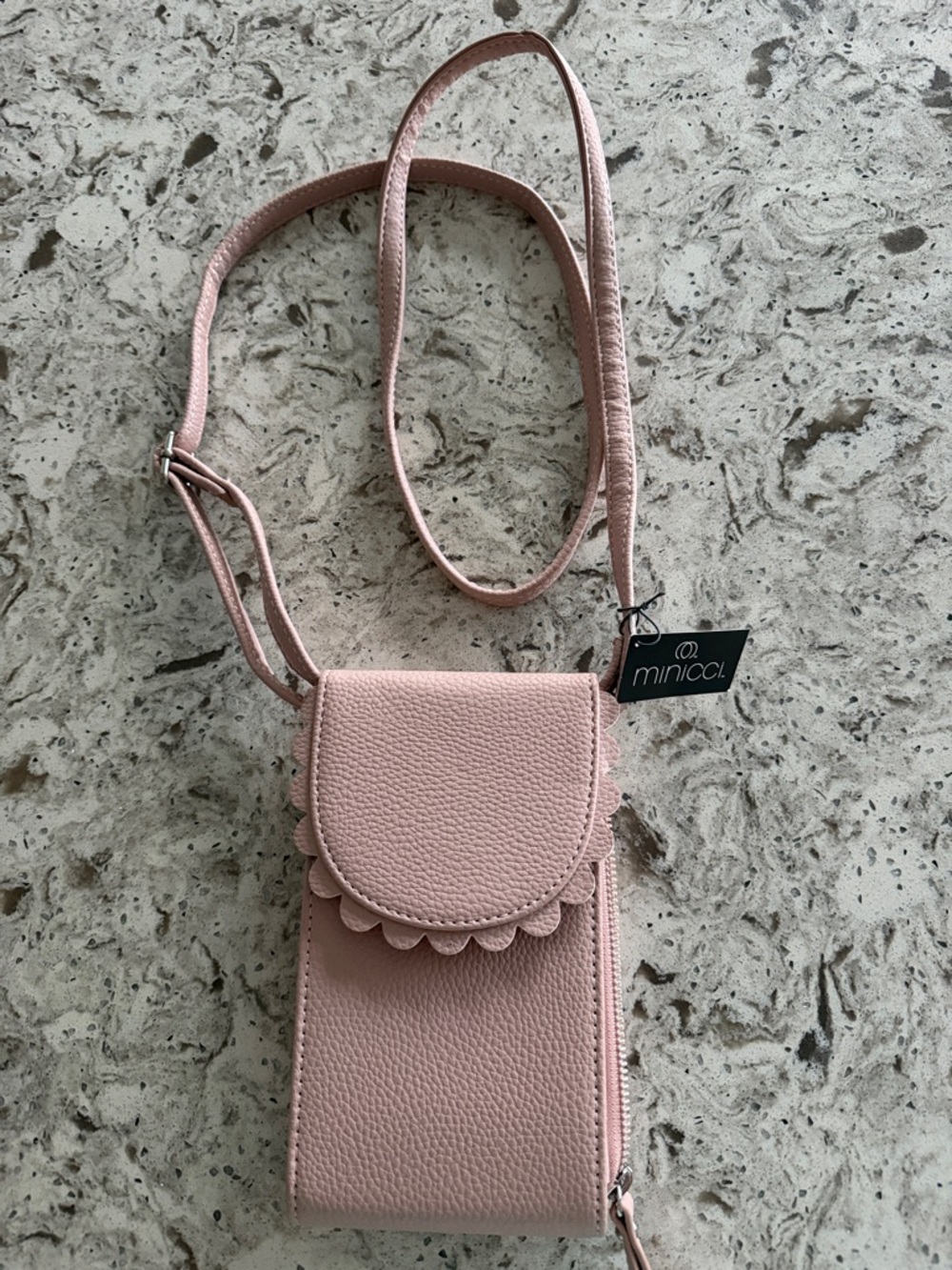 NWT Minicci Blush Pink Scalloped Crossbody Phone Pouch